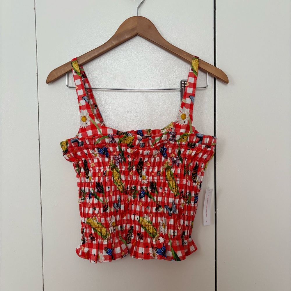 NWT Lisa Says Gah Cara Top in Garden Critter Gingham